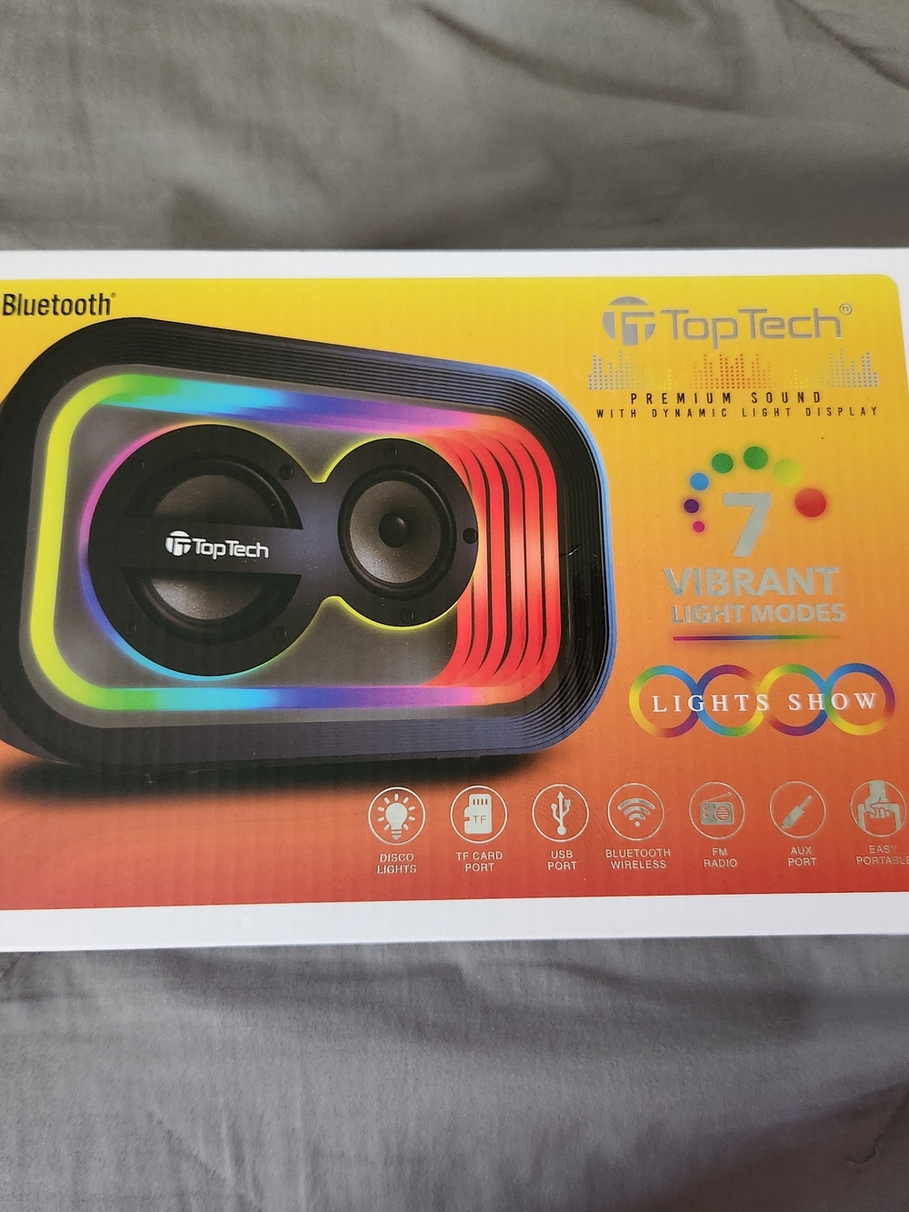 Portable Bluetooth Speaker with 7-Mode RGB Lights - Black